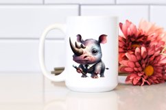 Funny Rhino | Watercolor Clipart Product Image 2