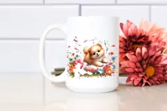 Watercolor Cute Dog Petals Wind Sublimation Clipart Product Image 2