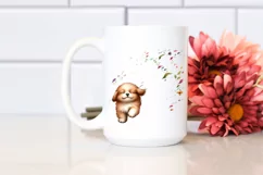 Watercolor Cute Dog Petals Wind Sublimation Clipart Product Image 2