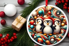Round Christmas Ornament Sublimation|Clipart Product Image 2