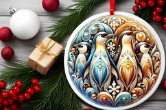 Round Christmas Ornament Sublimation|Clipart Product Image 1