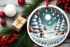 Round Christmas Ornament Sublimation|Clipart Product Image 2