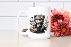 Gothic Baby Bear with Flowers | Sublimation | Clipart Product Image 2