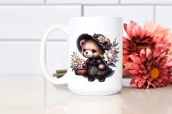 Gothic Baby Bear with Flowers | Sublimation | Clipart Product Image 2