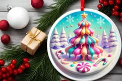 Round Christmas Ornament Sublimation|Clipart Product Image 1