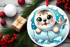 Round Christmas Ornament Sublimation|Clipart Product Image 2