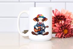 Colorful Watercolor Baby Cow Musician's Outfit PNG Product Image 2