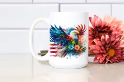 Abstract Vibrant Eagle with USA Flag Colors, PNG Product Image 2