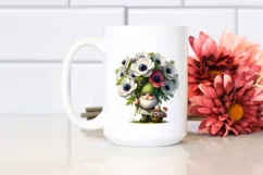 Detailed Gnome Anemone Bouquet Digital Painting Clipart Product Image 2