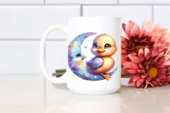 Colorful Baby Duck on Moon PNG Product Image 2