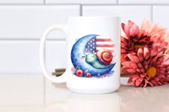 Colorful Baby Snail Sleeping on the Moon with USA Flag Product Image 2