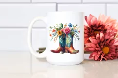 Watercolor Cowboy Boots Flower Pot Sticker Product Image 2