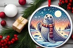 Round Christmas Ornament Sublimation|Clipart Product Image 1