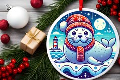 Round Christmas Ornament Sublimation|Clipart Product Image 1