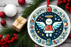 Round Christmas Ornament Sublimation|Clipart Product Image 2