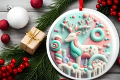 Round Christmas Ornament Sublimation|Clipart Product Image 2
