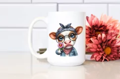 Expressive Cow in Watercolor | Sublimation | Clipart Product Image 2