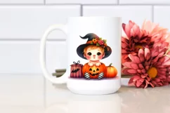 Baby Halloween Pumpkin Watercolor Clipart Product Image 2
