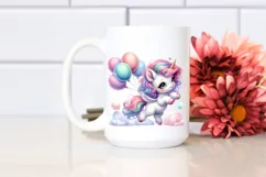 Cute Baby Unicorn Dancing with Balloons | Sublimation | Product Image 2