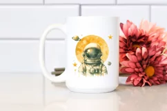 Watercolor Vintage Astronaut Girl Sticker Product Image 2