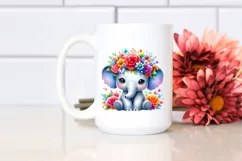 Colorful Elephant with Flower Crown PNG Product Image 2