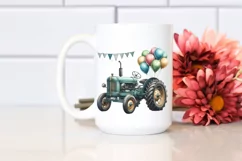 Vintage Tractor with Balloons in Watercolor Product Image 2