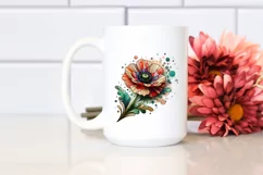Abstract Stained Poppy Watercolor Clipart Product Image 2