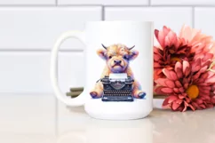 Baby Highland Cow Typewriter PNG Product Image 2