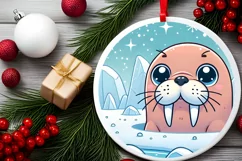 Round Christmas Ornament Sublimation|Clipart Product Image 1