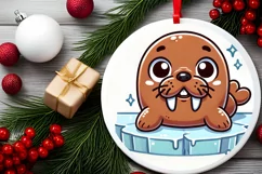 Round Christmas Ornament Sublimation|Clipart Product Image 1