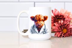 Colorful Baby Highland Cow in Lab Coat, PNG Product Image 2