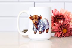 Colorful Baby Highland Cow in Lab Coat, PNG Product Image 2