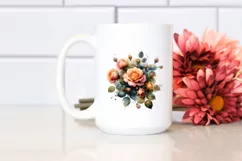 Watercolor Colorful Orange Roses | Clipart Product Image 2