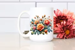 Watercolor Colorful Orange Roses | Clipart Product Image 2