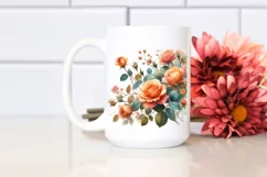 Watercolor Colorful Orange Roses | Clipart Product Image 2