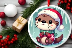 Round Christmas Ornament Sublimation|Clipart Product Image 1
