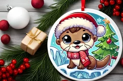 Round Christmas Ornament Sublimation|Clipart Product Image 1