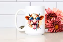 Funny Cow Sunglasses Tongue Portrait | Sublimation Clipart Product Image 2