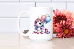 Cute Baby Unicorn with Balloons in the Style of | Product Image 2