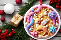 Round Christmas Ornament Sublimation|Clipart Product Image 2
