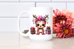 Whimsical Octopus with Reindeer Horns, PNG Product Image 2
