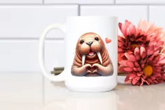 Funny Walrus Love Sign Portrait | Sublimation Clipart Product Image 2