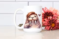 Funny Walrus Love Sign Portrait | Sublimation Clipart Product Image 2