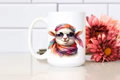 Funny Lamb Silk Scarf Sunglasses Portrait | Sublimation Product Image 2