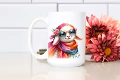 Funny Lamb Silk Scarf Sunglasses Portrait | Sublimation Product Image 2