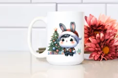 Expressive Baby Bunny PNG with Santa Hat Product Image 2