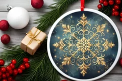 Snow Flake Christmas Round Cute Ornament Sublimation Product Image 1