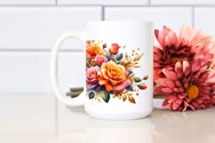 Vibrant Roses with Gold Insertions PNG Product Image 2
