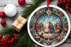 Round Christmas Ornament Sublimation|Clipart Product Image 1