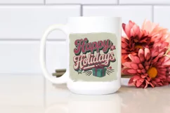 Retro Happy Holidays Clipart PNG Product Image 2